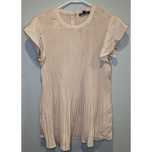 Adrianna Papell Blouse Polka Dot, Pleated Knit Double Sleeve‎ Top Medium NWT